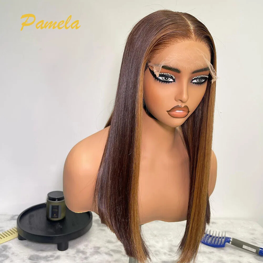 Drawn Ombre 4x27 Glueless Straight Human Hair Lace Front Wig