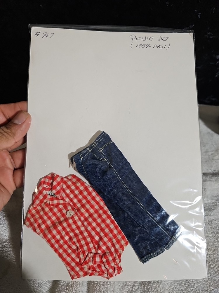 Barbie Outfit Mattel Vintage #967 Picnic Set Body Blouse & Jeans 1959