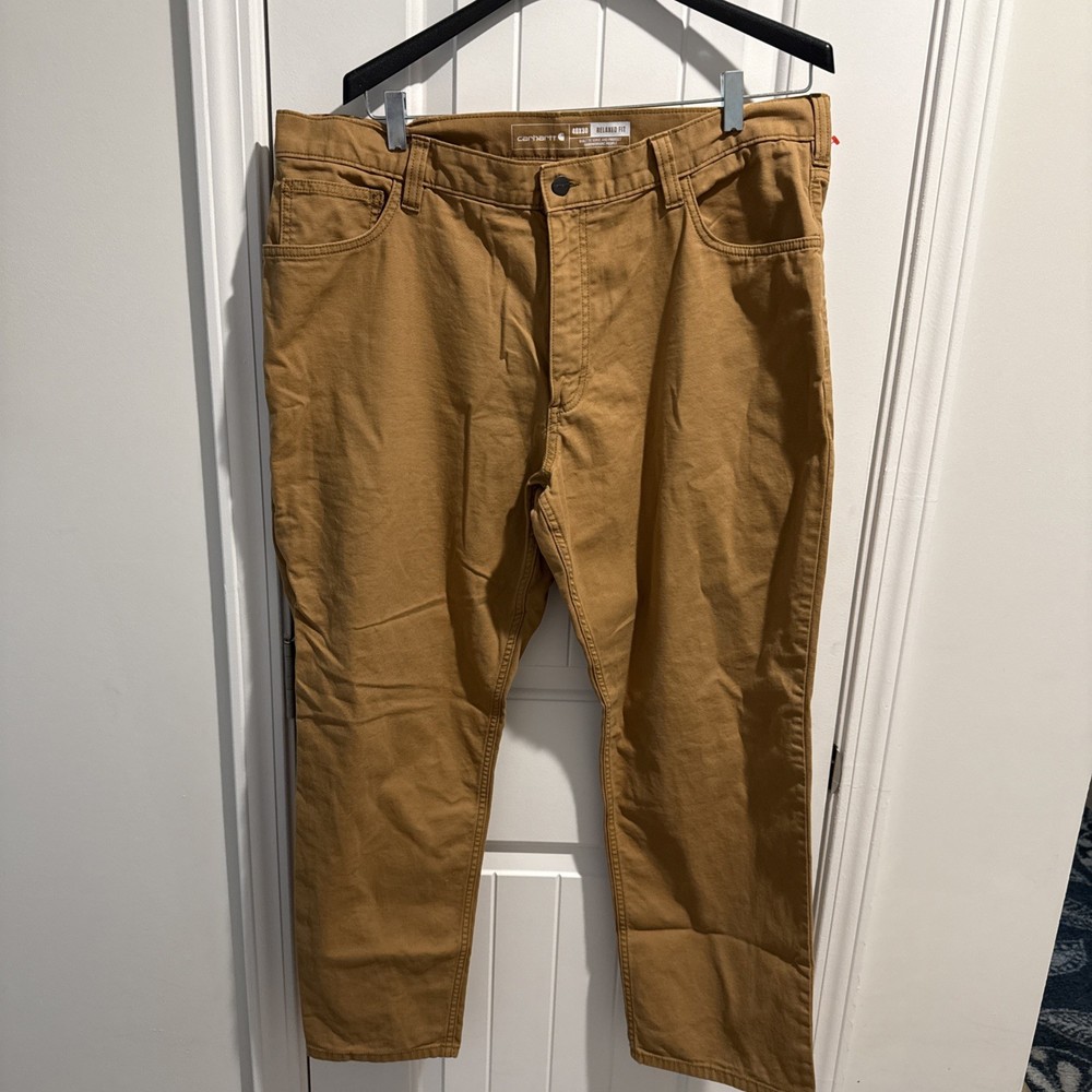 Carhartt Mens Rugged Flex Relaxed Fit Work Pants Brown Khaki 40x30