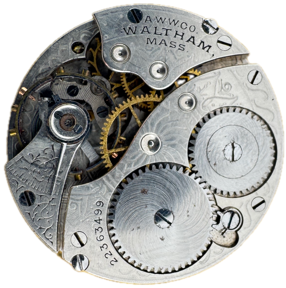 1918 Waltham Yellow 7 Jewel Antique Pocket Watch Movement 3/0s 361