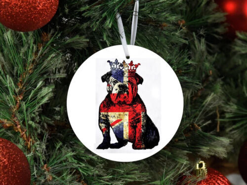 Bulldog Crown Queen England Flag Ornament.