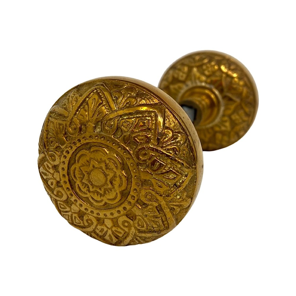 Vintage Brass Door Knobs Victorian Spade Arts and Crafts Style Pair