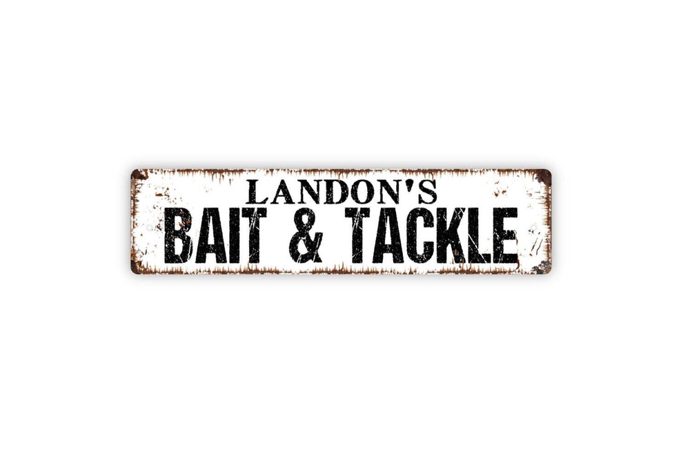 Personalized Bait and Tackle Sign, Custom Metal Sign, Rustic Street Sign or