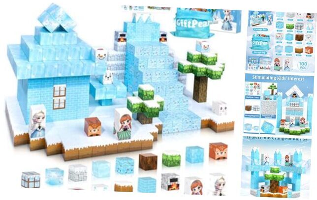 100PCS Magnetic Blocks-Magnet Building Blocks Set, Toys for Boys & Frozen Snow