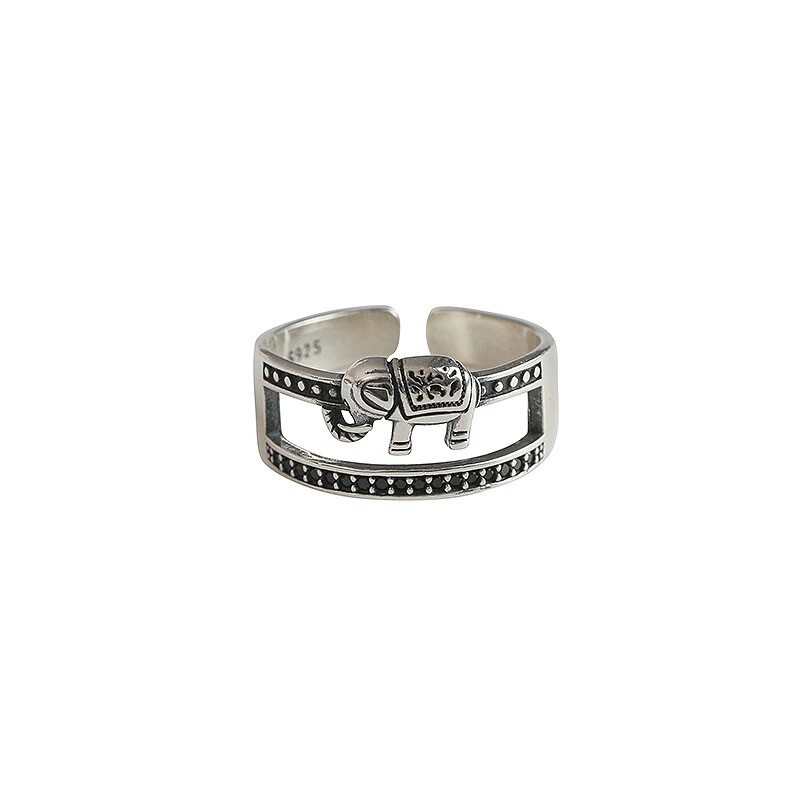 Unisex Sterling Silver Elephant Ring, Perfect for Any Style