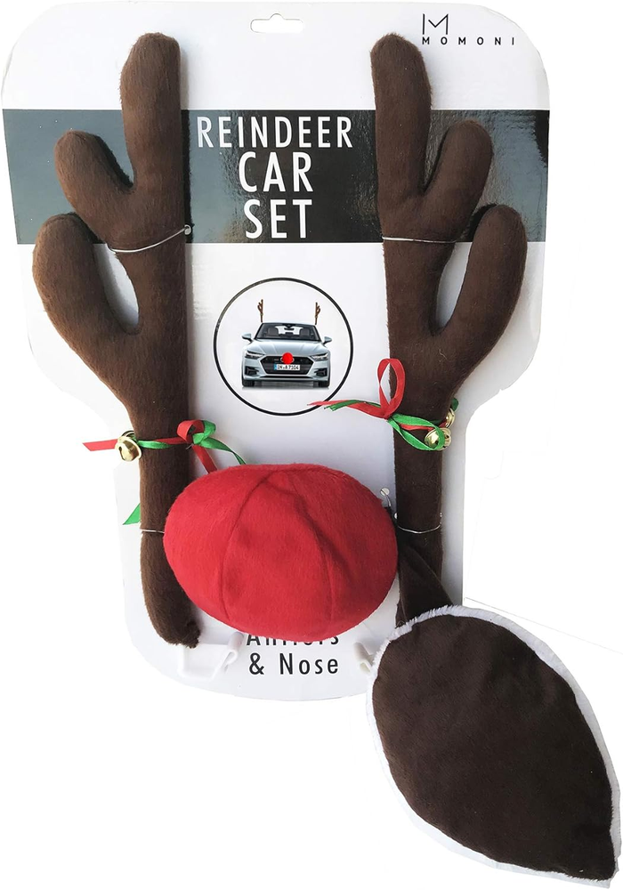 Premium Reindeer Car Kit Antlers, Nose, Tail- Rudolph Set Reindeer Christmas Dec