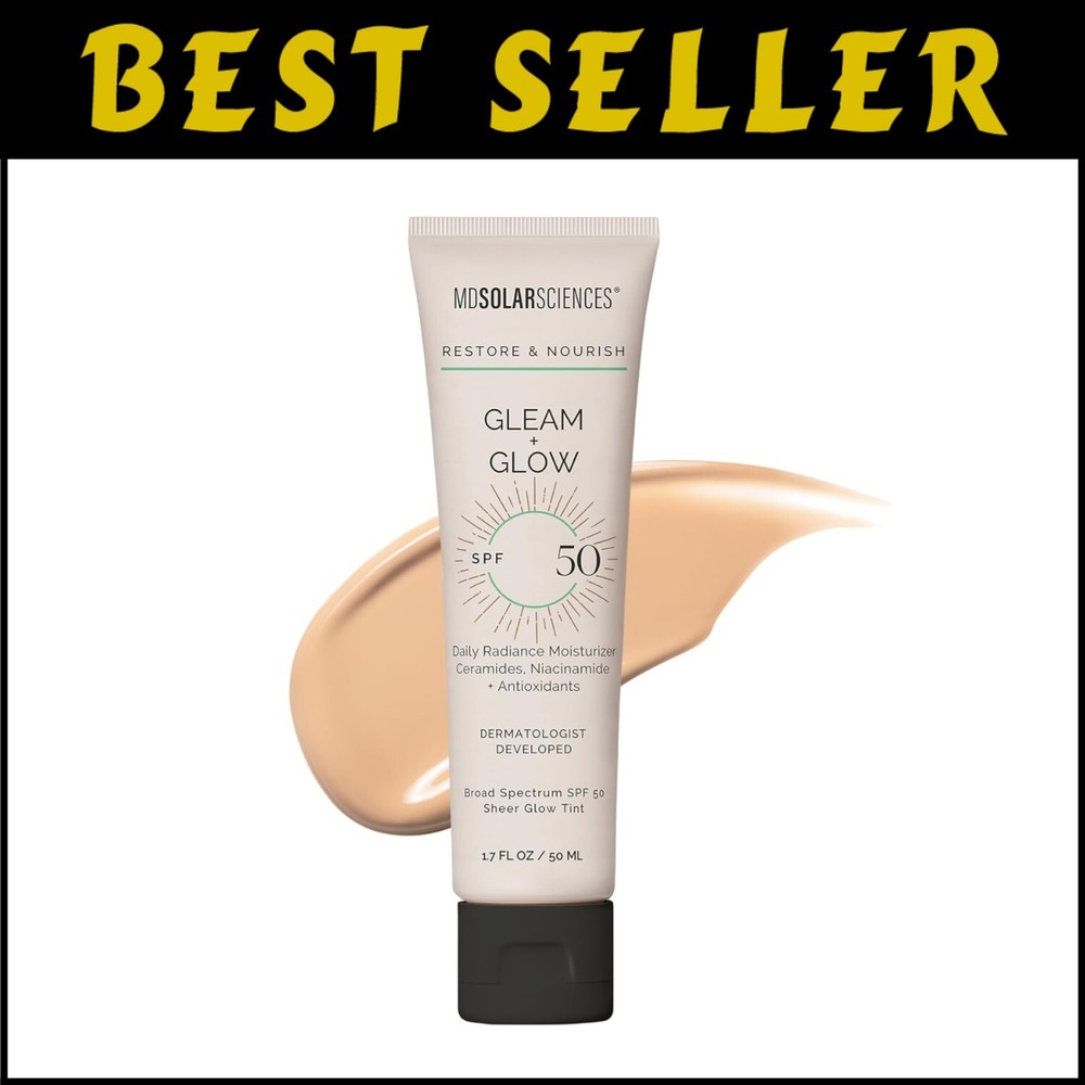 Gleam and Glow SPF 50 Tinted Moisturizer for Hydrated Radiant Skin Protection