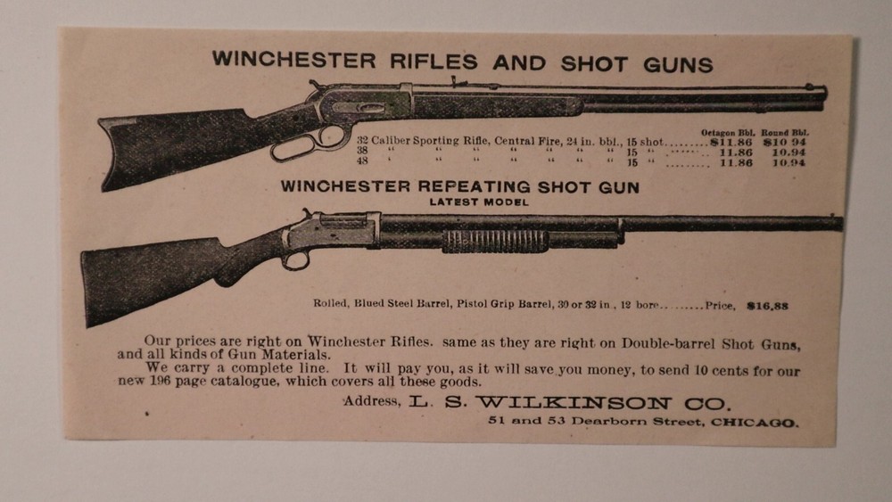 1900s Winchester Rifles and Shot Guns Illustrated Small Circular Wilkinson in IL