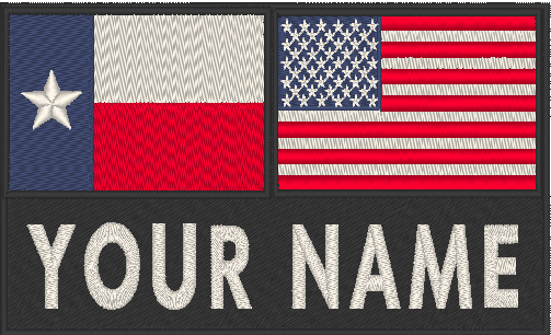 Custom Texas & USA Flag Name Patch 5.75x3.5in with Hook & Loop-image
