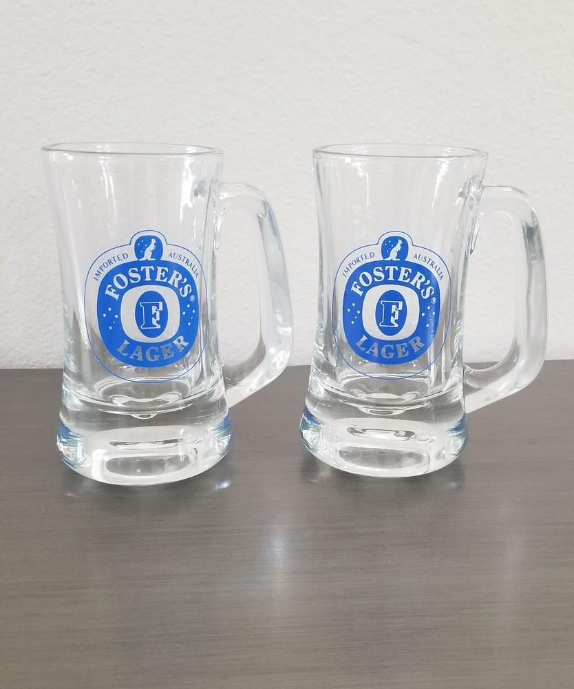 Vintage Foster's Lager Imported Australia Beer Mugs Lot of 2 Clean