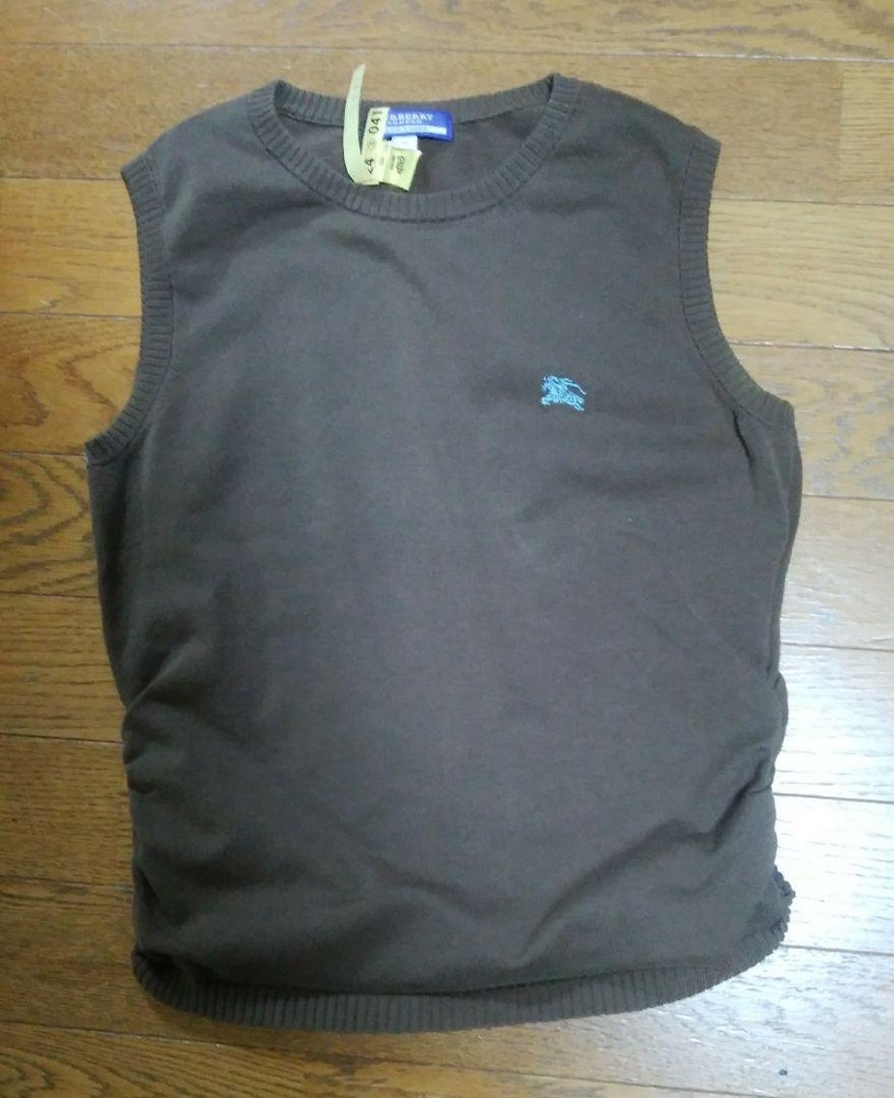 Burberry Blue Label Sleeveless Knit Top, Brown, Size 38, Gathered Sides, Used