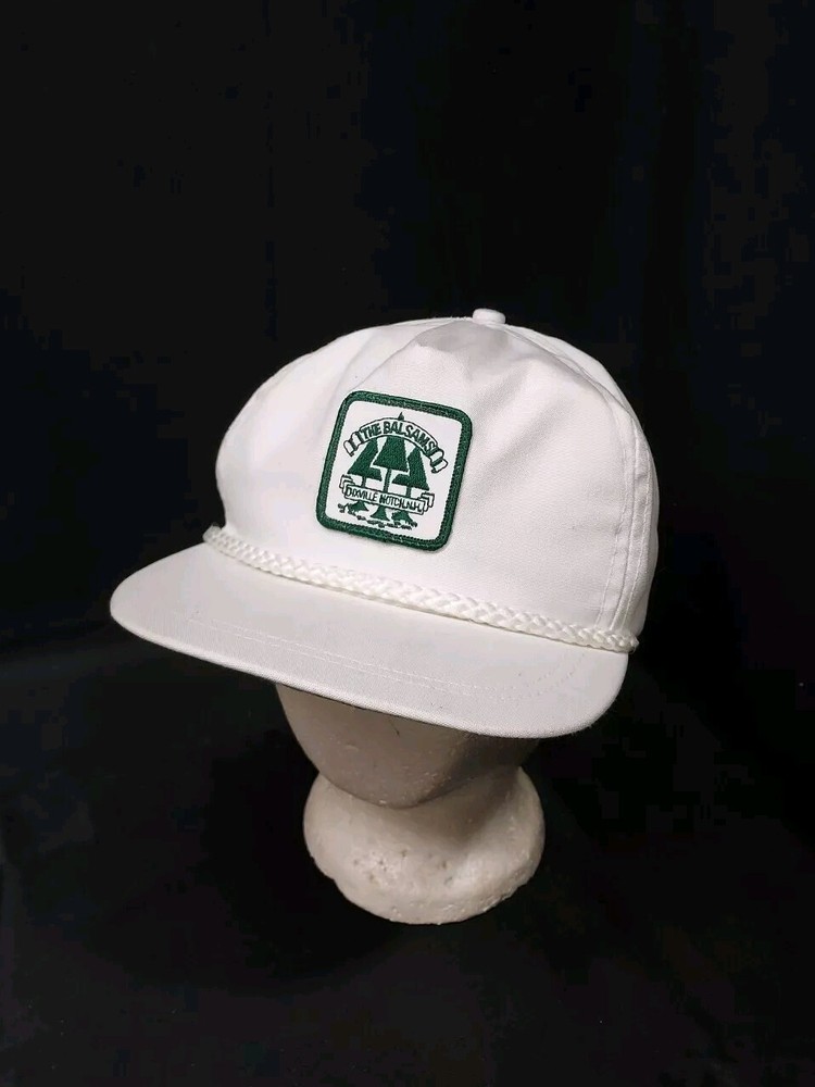 1980s The Balsams Hotel Dixville Notch NH Strap Back Rope White Hat Made USA