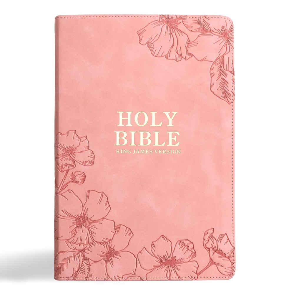 KJV Holy Bible, Giant Print with Cross-References, Soft Pink LeatherTouch with
