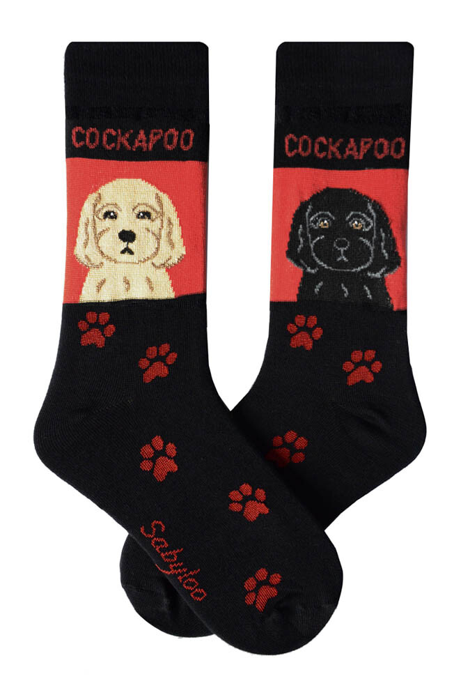 Cockapoo Crew Socks Unisex Red