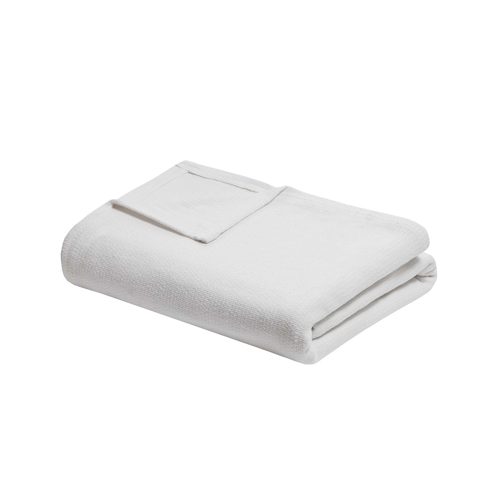 Freshspun Basketweave Luxury Cotton Blanket Cream 108x90 King Size Basketweav...