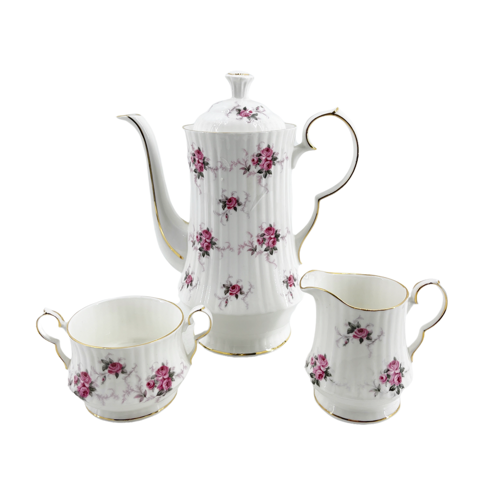 VTG Hammersley Spode Princess House Windsor Rose Coffee/Tea Pot, Creamer & Sugar