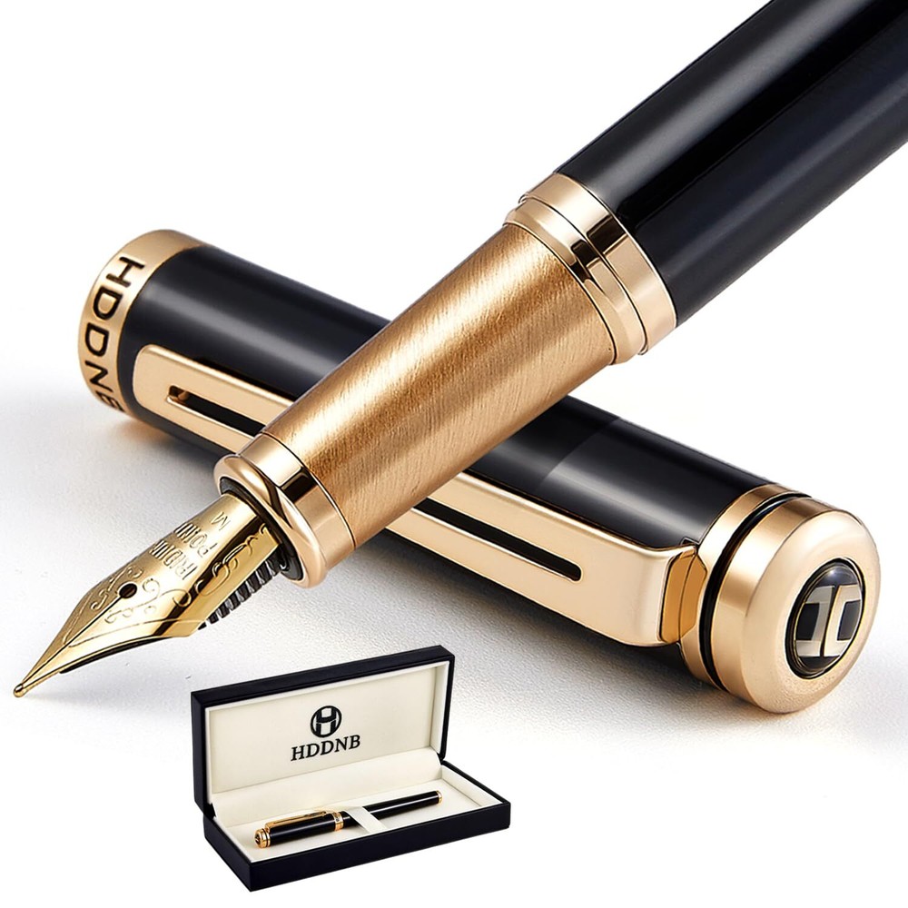Black Luxury Fountain Pen Sets for Men and Women with Gift Box, 24K Gold Fini...