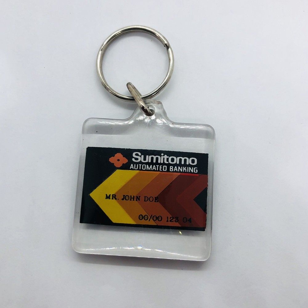 Vintage Sumitomo Automated Banking Acrylic Keychain Keyring Retro Collectible-image