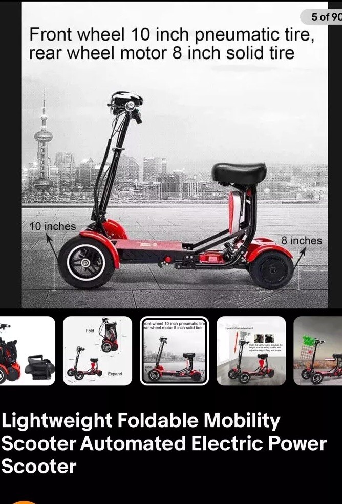 Lightweight Foldable Mobility Scooter Automated Electric Power Scooter  (Black)-image