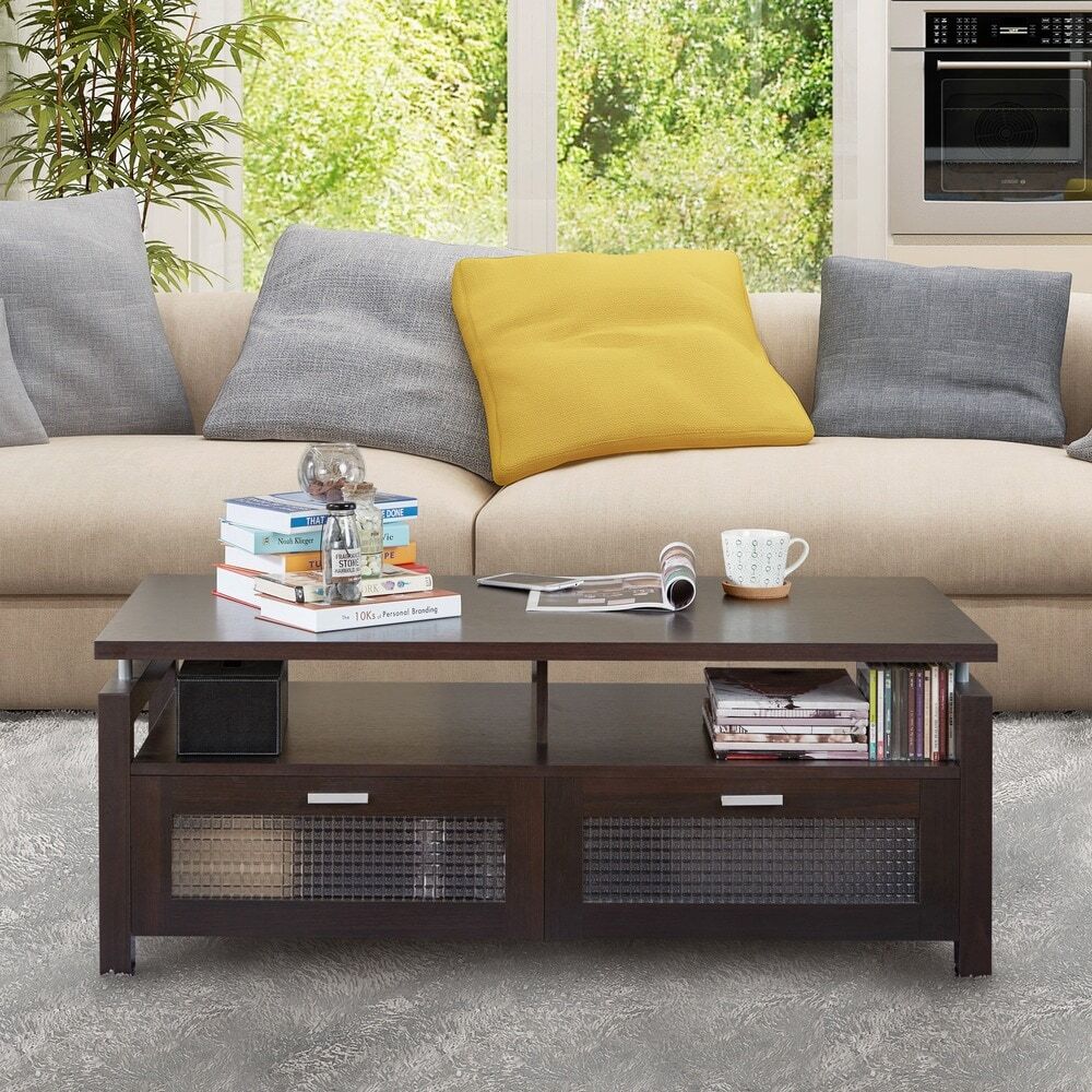 Posa Modern Espresso 47-inch 2-Shelf Coffee Table by Espresso N/A