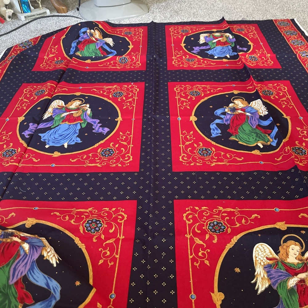 Vintage Angel Embroidered Panels for Pillows and Wall Decor