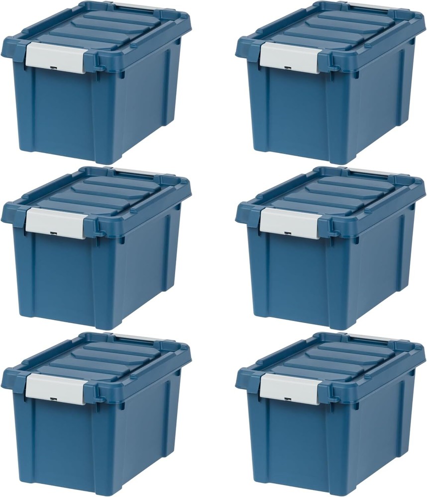IRIS USA 5 Gallon Eco-Friendly Lockable Storage Bins with Lids, 6 Pack - Made