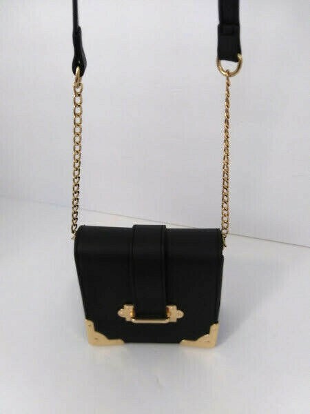 Olivia Miller Handbag Womens Clutch Purse Black Gold Tone Part Chain Strap