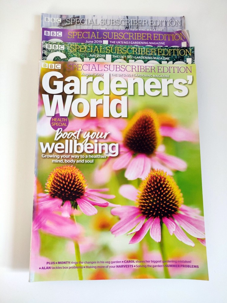 4 x Gardeners' World Magazines 2019 Summer Bundle - May to August 2019