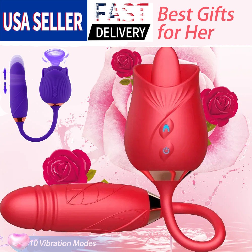 Rose Clit Vibrator Dildo Thrusting G-spot Massager Sex Toys for Women Discreet