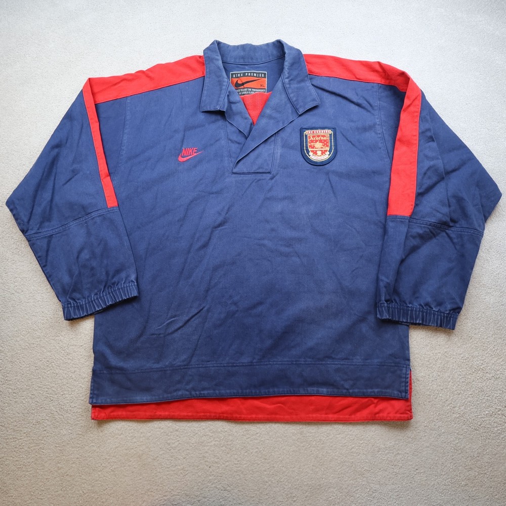 Vintage Arsenal Football Drill Top Extra Large 1995 1996 Denim Pullover Nike 54