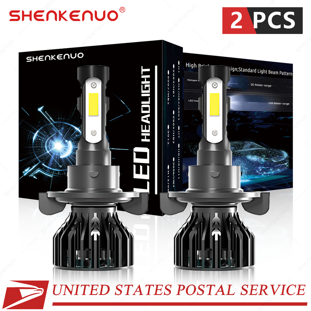 Dual 4-Sided H13 9008 LED Headlights 6000K Lo/Hi Beam Fits 07-18 Jeep Wrangler JK