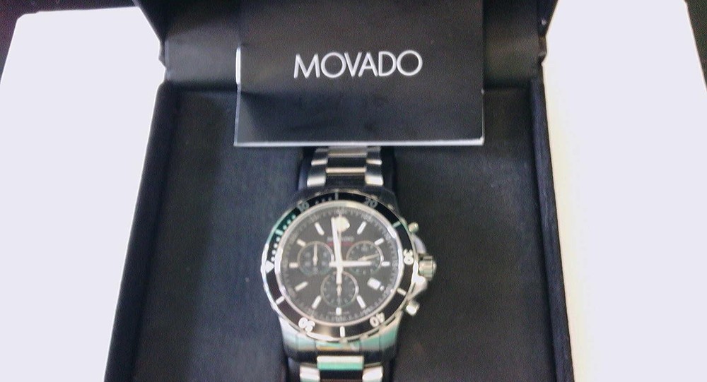 Movado Series 800 Swiss Chronograph 42mm Steel Bracelet Watch US Size 8 Buy Now-image