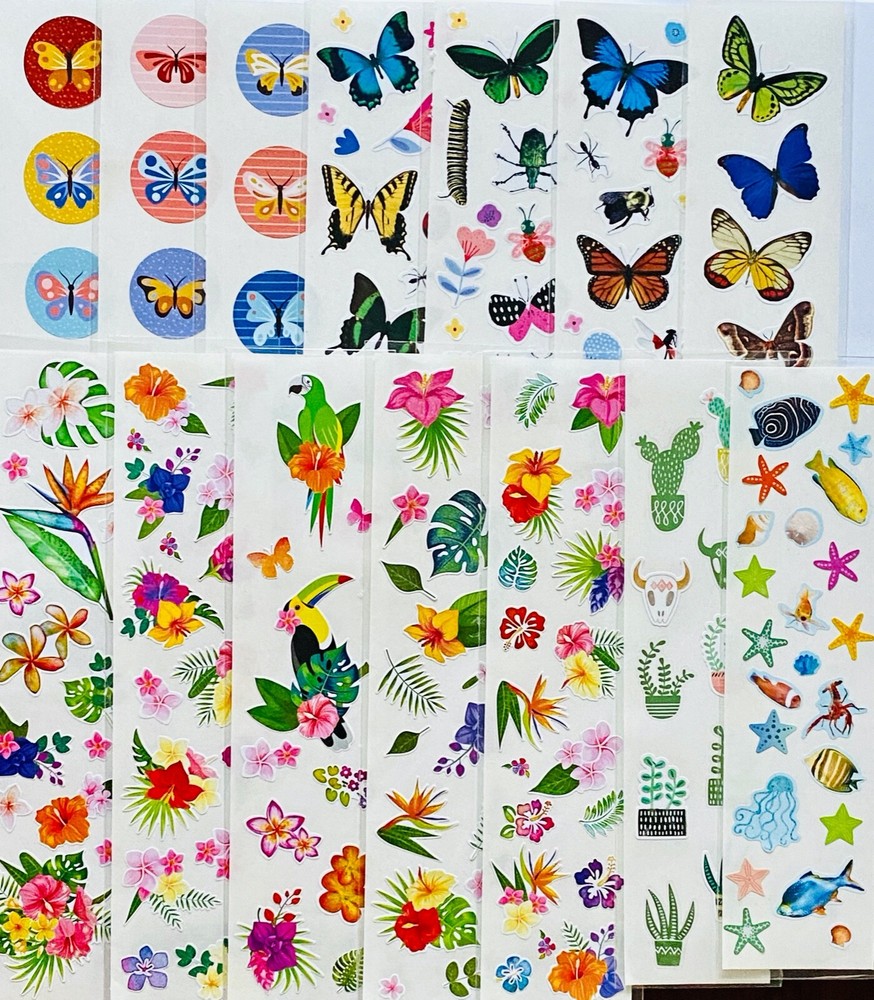 289+ Sticker Lot animals butterfly cat kittens bird flowers plants sea wild life