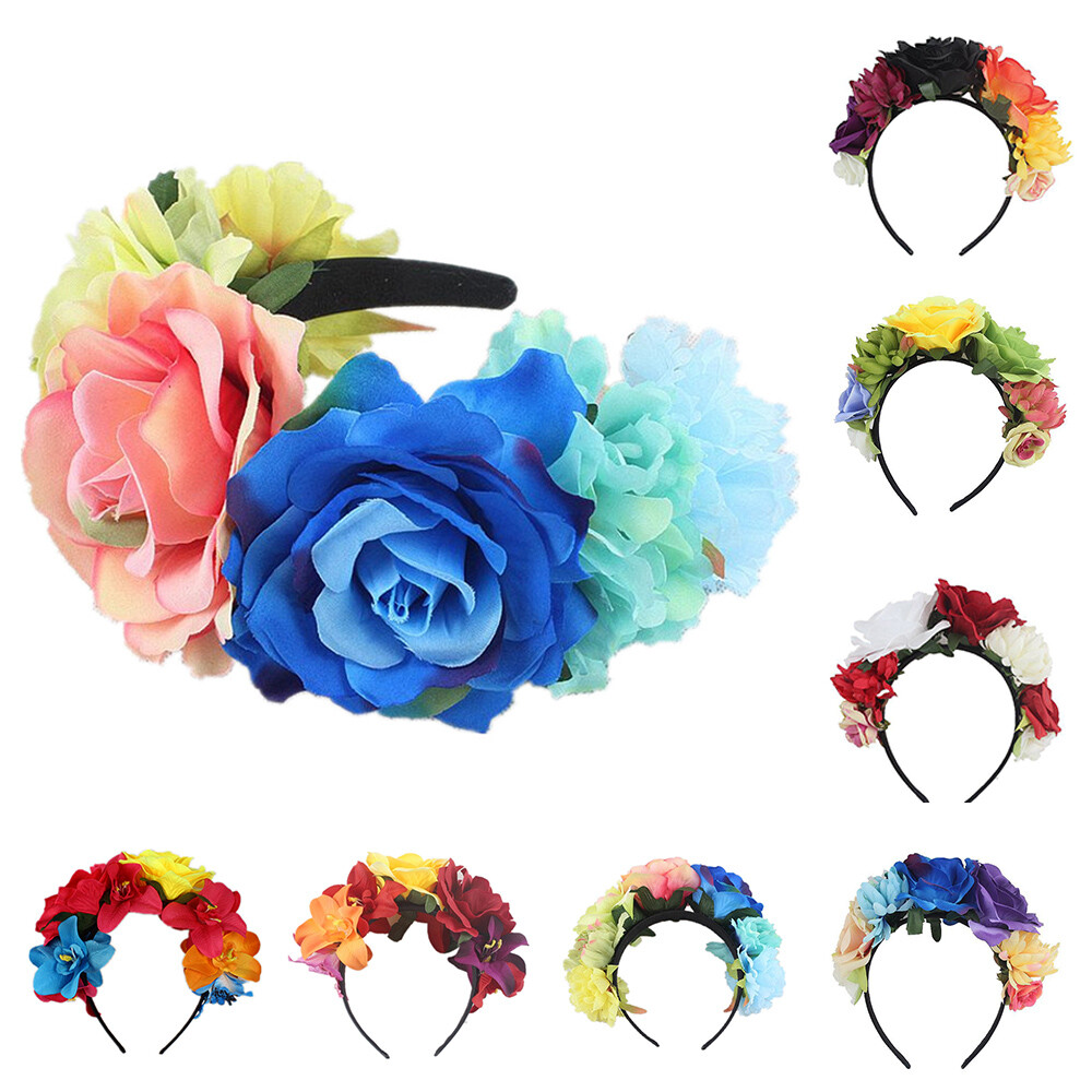 Rose Flower Wreath Hairband Simulation Big Rose Flower Headband Handmade DIY