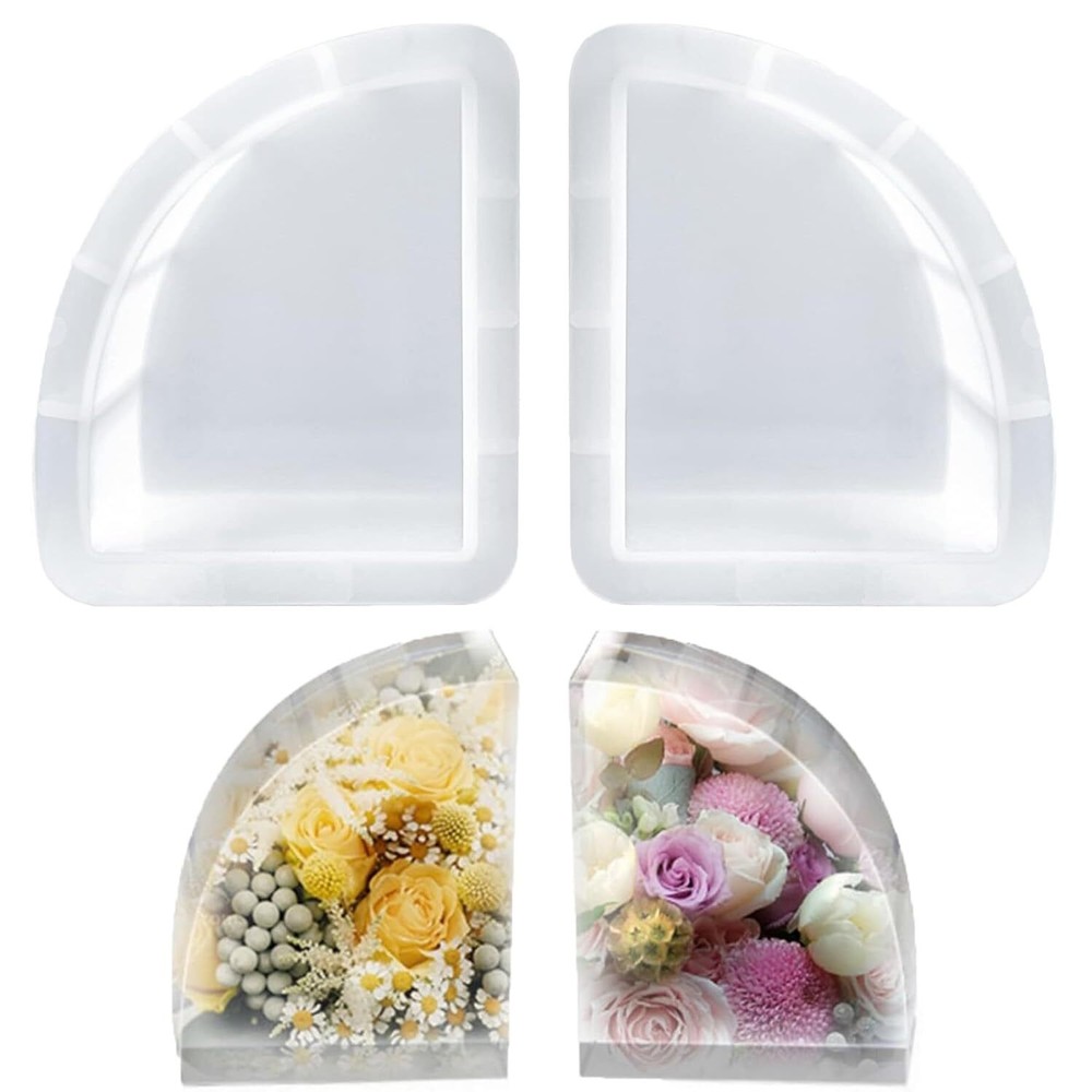 DIY Geode Bookend Resin Molds - 2-Piece Set for Crystal Epoxy Crafting & Organizing