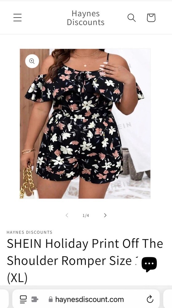 SHEIN Holiday Print Off The Shoulder Romper Size 16 (XL)