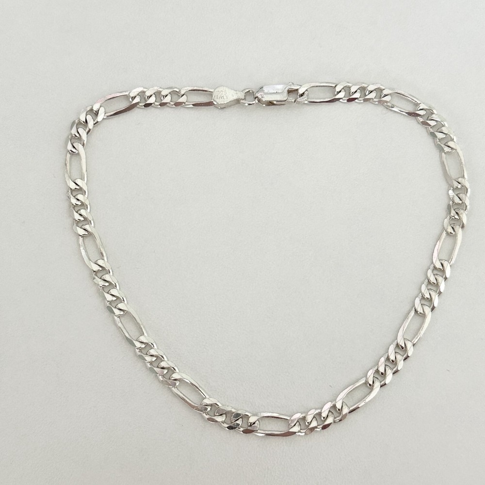 925 Italian Silver 4.5MM Figaro Chain Anklet 9 Inch