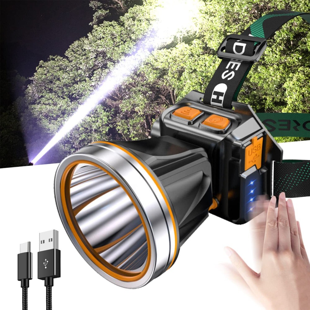 High Power LED Headlamp Super Bright Adult Motion Sensor Headlight Spotlight ...