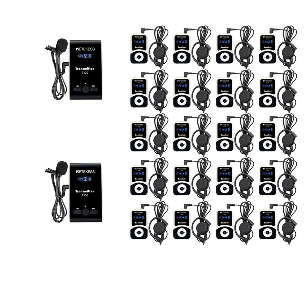 T130 Wireless Assisted Audio Tour Guide System 2 Transmitter 20 Receiver Travel
