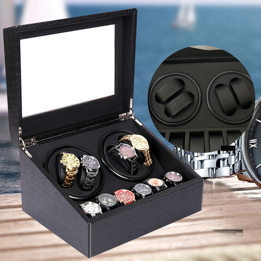 Automatic Watch Winder, Quiet Motor 4 Watch Winding Display+6 slots Watch Pillow