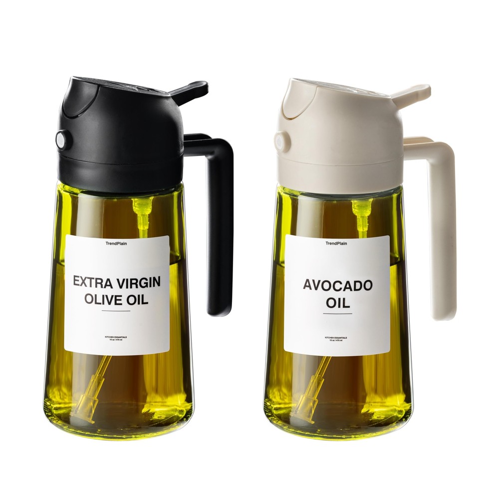 - 16oz Olive Oil Dispenser for Kitchen - 2 in 1 Olive Oil Dispenser and Oil S...