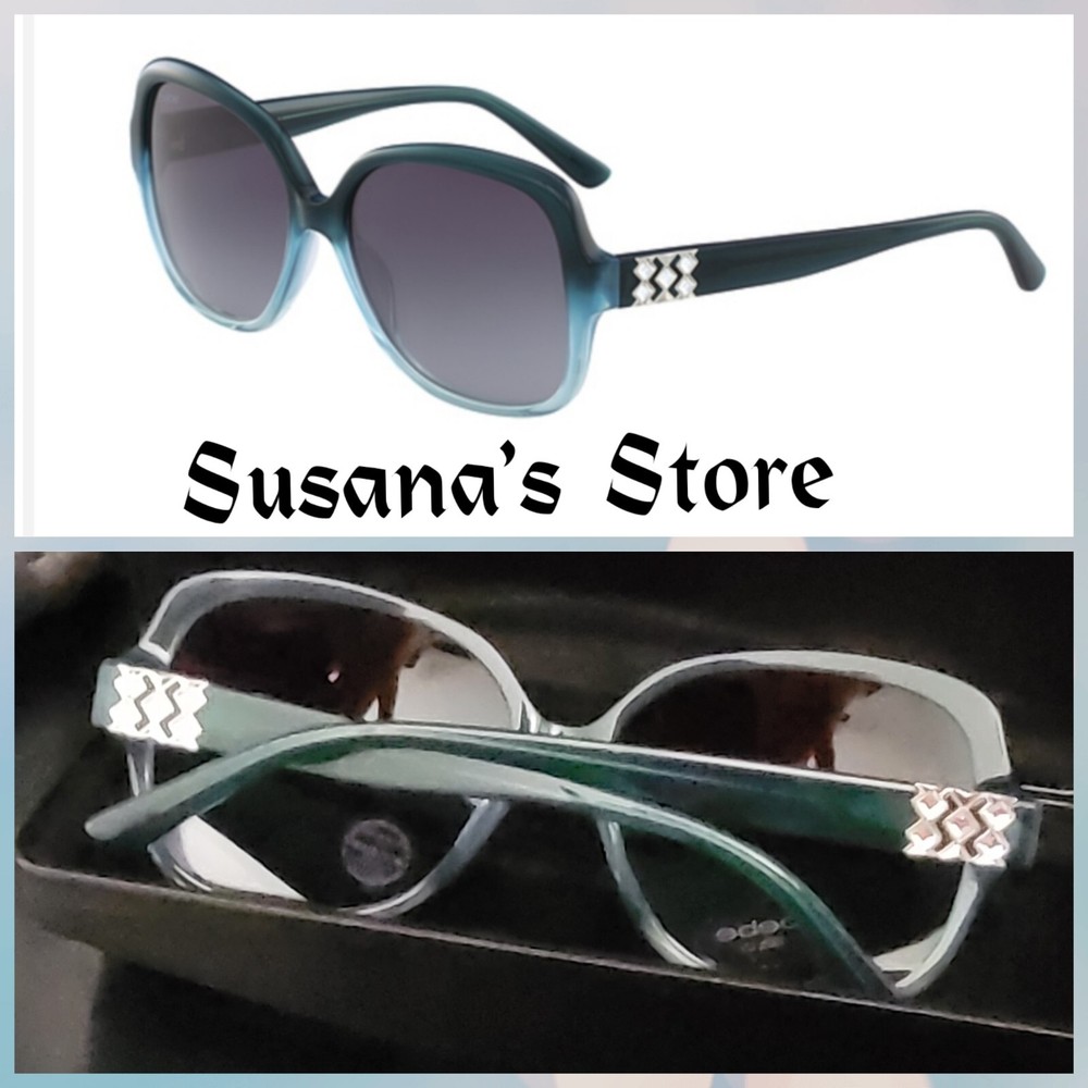 NEW BEBE Teal Fade Butterfly Sunglasses with Swarovski Crystals | Stylish UV Protection Accessory for Women