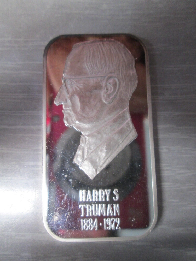 Vintage 1973 Harry S Truman President .999 Fine Silver 1 Ounce Art Bar