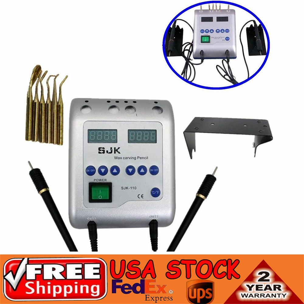 Dental Lab Electric Wax Waxer Carver Carving Knife +Double Pen Pencil+6 Wax Tips