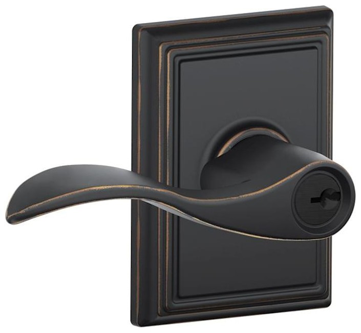Schlage F51 Bronze Single Cylinder Keyed Entry Door Lever with Accent Design