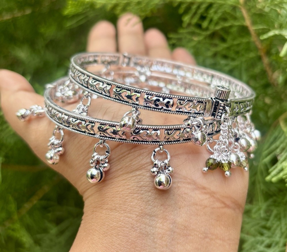 2 Pc 999 Silver Openable Ghungroo Bells Anklet Armlet 60.4 gm-image