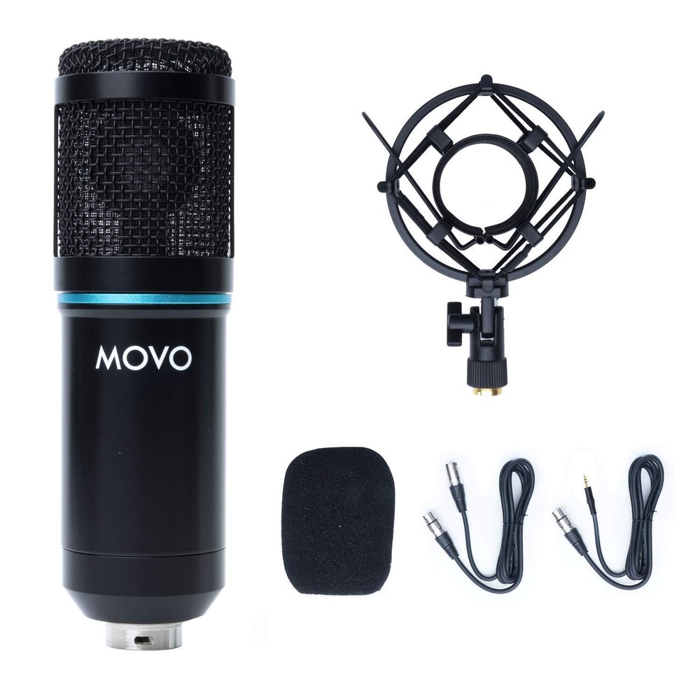 Movo PC-M6 Universal Cardioid Condenser Microphone with XLR and 3.5mm, Shock ...