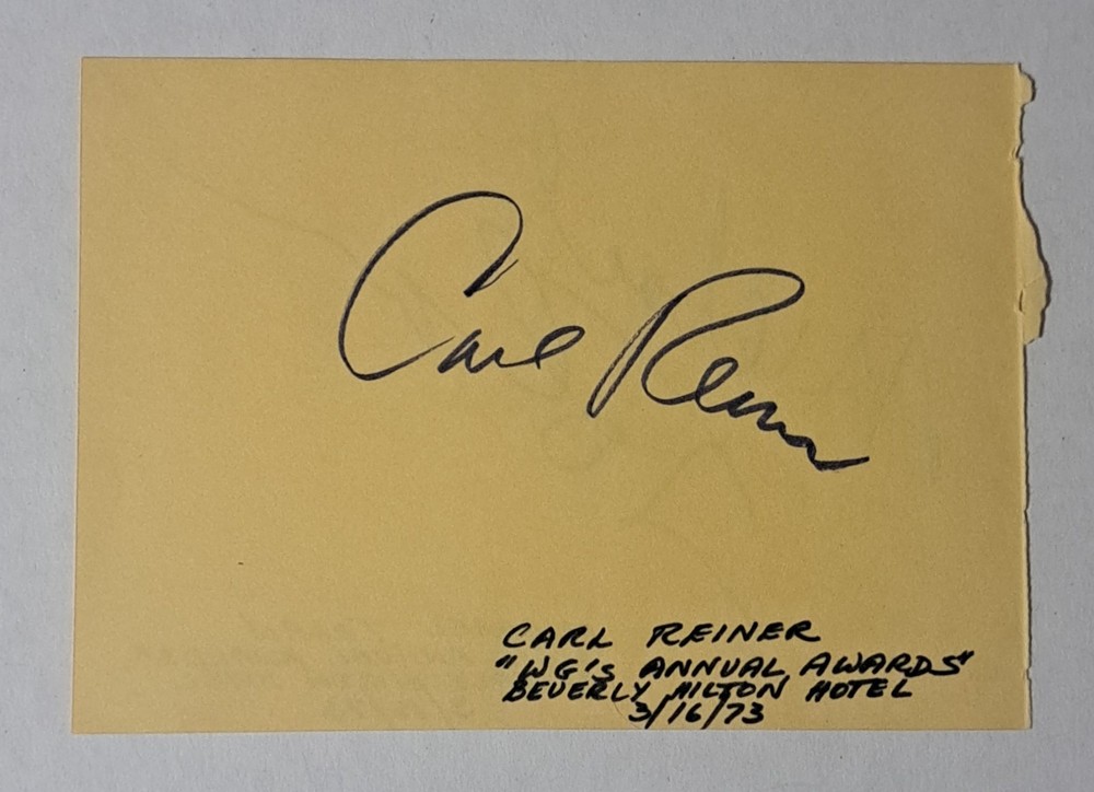 Carl Reiner Signed Album Page from The Dick Van Dyke Show and Its A Mad Mad World