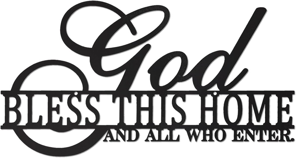 Rustic Metal God Bless This Home Wall Decor for Farmhouse Entryway Living Room