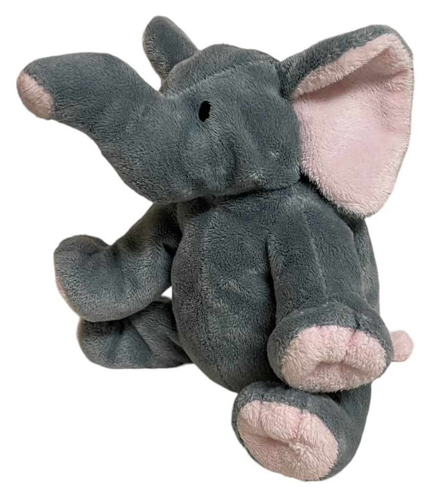 Ty Elephant Winks Plush Stuffed Animal Beanie 2014 Large Floppy Gray Pink 9 inch